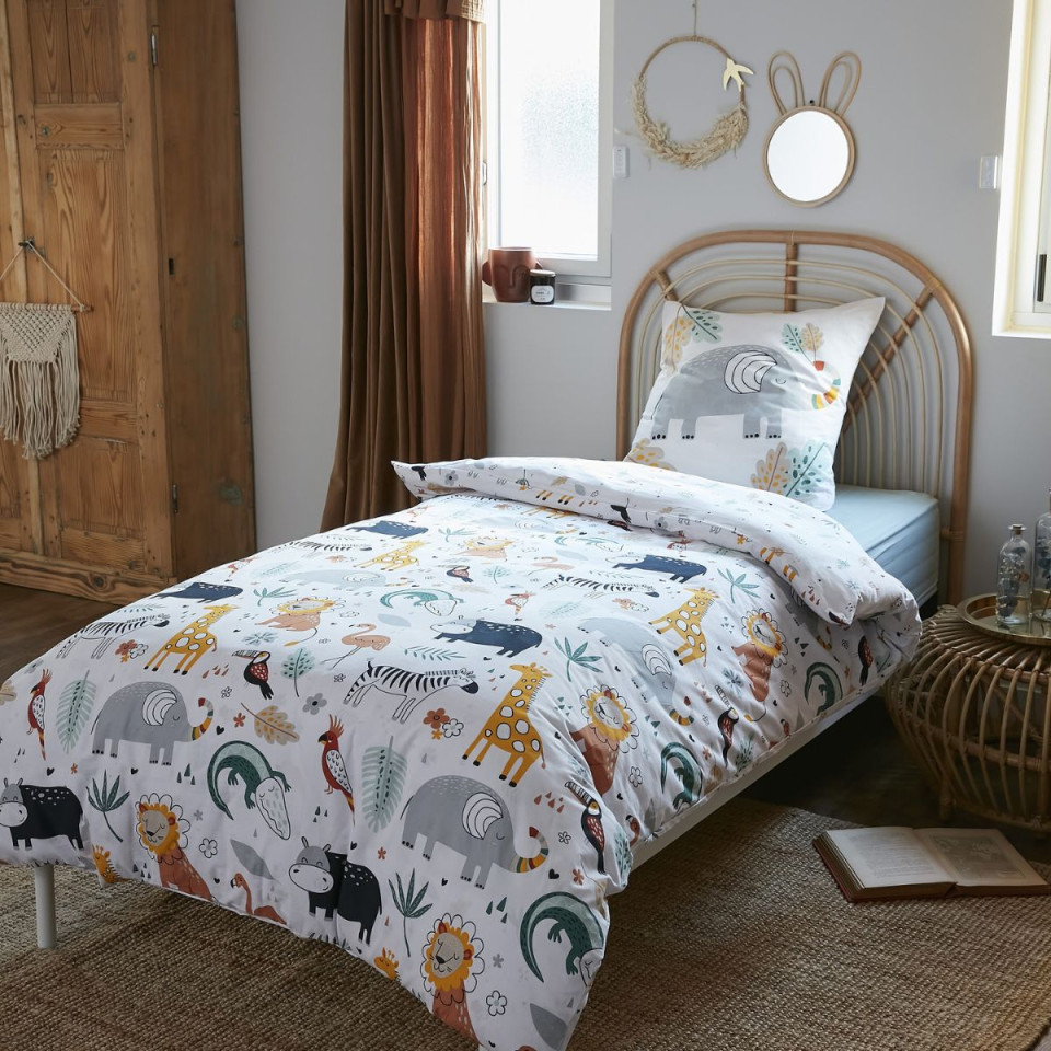 Parure de lit en Coton SAVANE Couleur:Eucalyptus  L'Effet Papillon