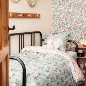 Parure de lit en Coton TAMIA Couleur:Eucalyptus  L'Effet Papillon
