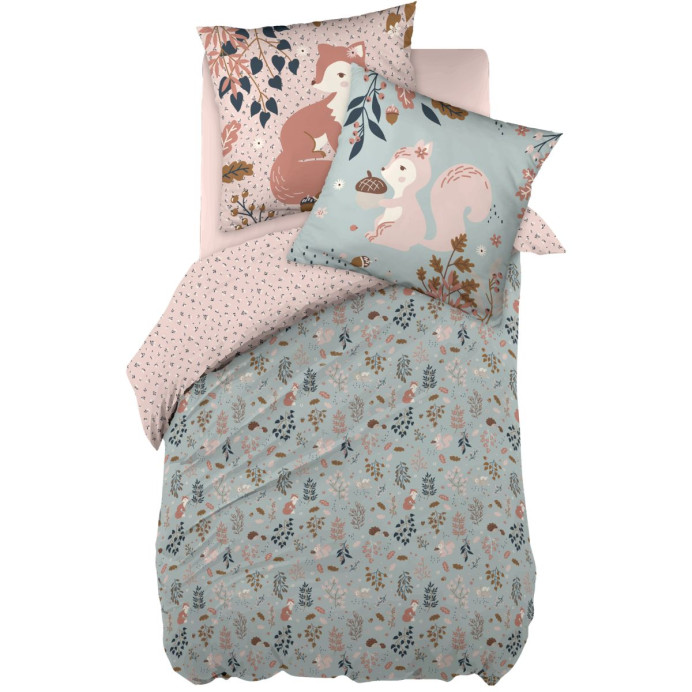 Parure de lit en Coton TAMIA Couleur:Eucalyptus  L'Effet Papillon