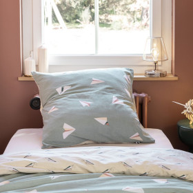 Parure de lit en Coton PETITS PAPIERS Couleur:Eucalyptus  L'Effet Papillon