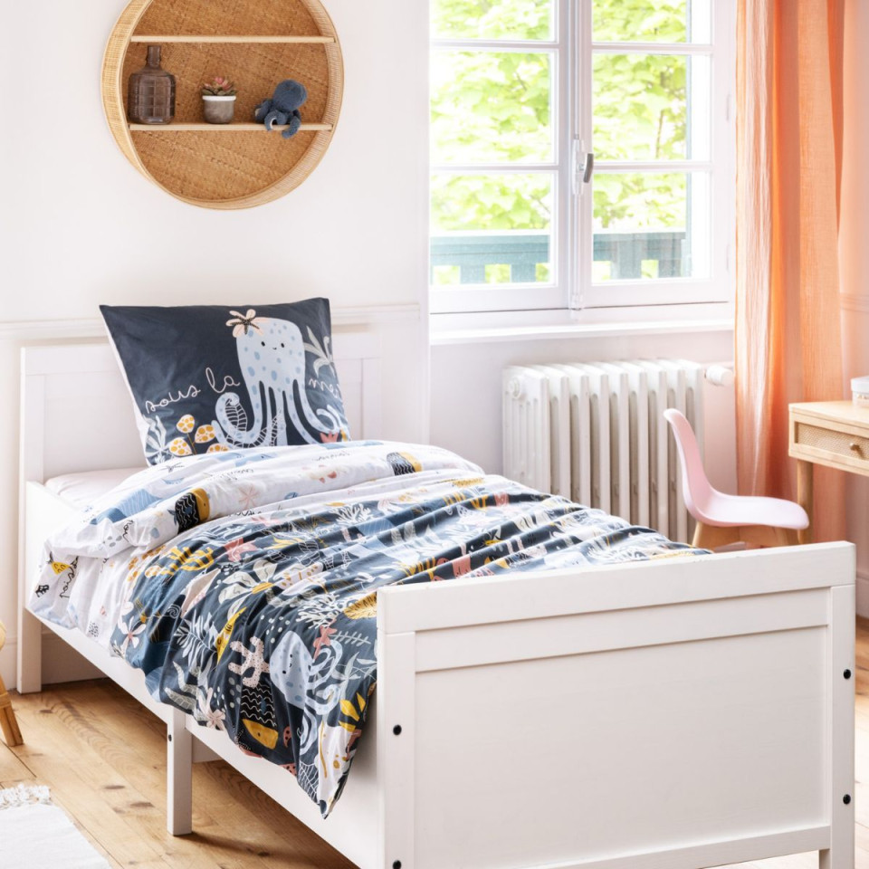 Parure de lit en Coton OCTOPIA Couleur:Minuit  L'Effet Papillon