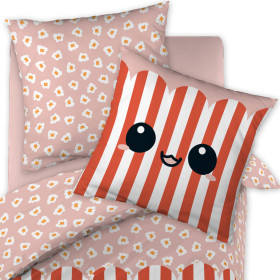 Parure de lit en Coton FRESH POPCORN Couleur:Orange  L'Effet Papillon