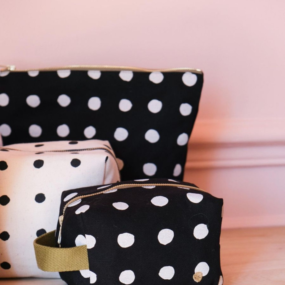 Trousse de toilette en coton Bio 2 Tailles Unis ou Motifs