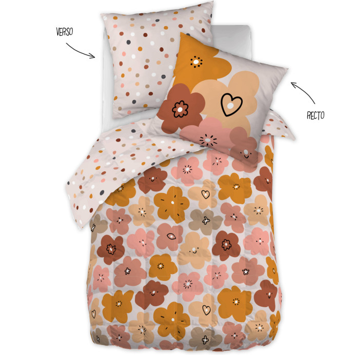 Couette matelassée et Taie BARBOTINE – L'Effet Papillon | Impression Lin