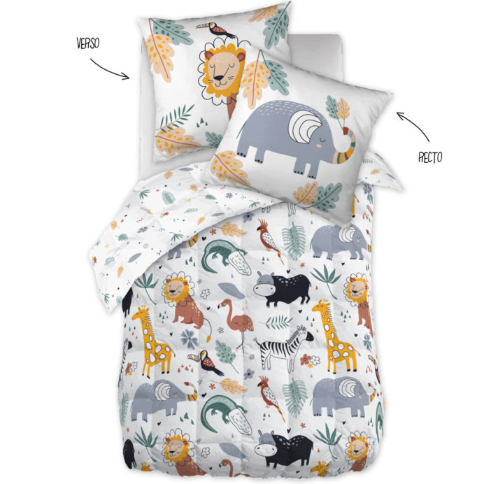 Couette matelassée et Taies SAVANE – L'Effet Papillon | Impression Lin