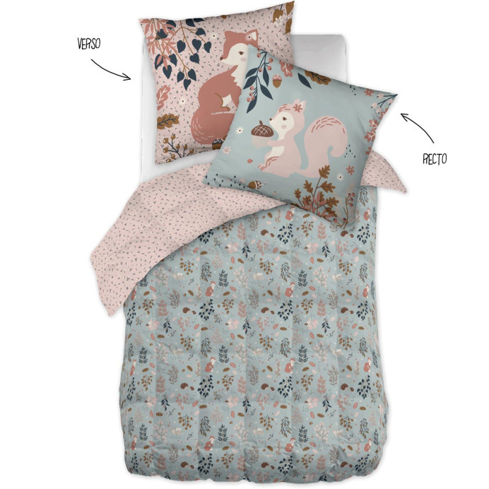 Couette matelassée et Taies TAMIA – L'Effet Papillon | Impression Lin