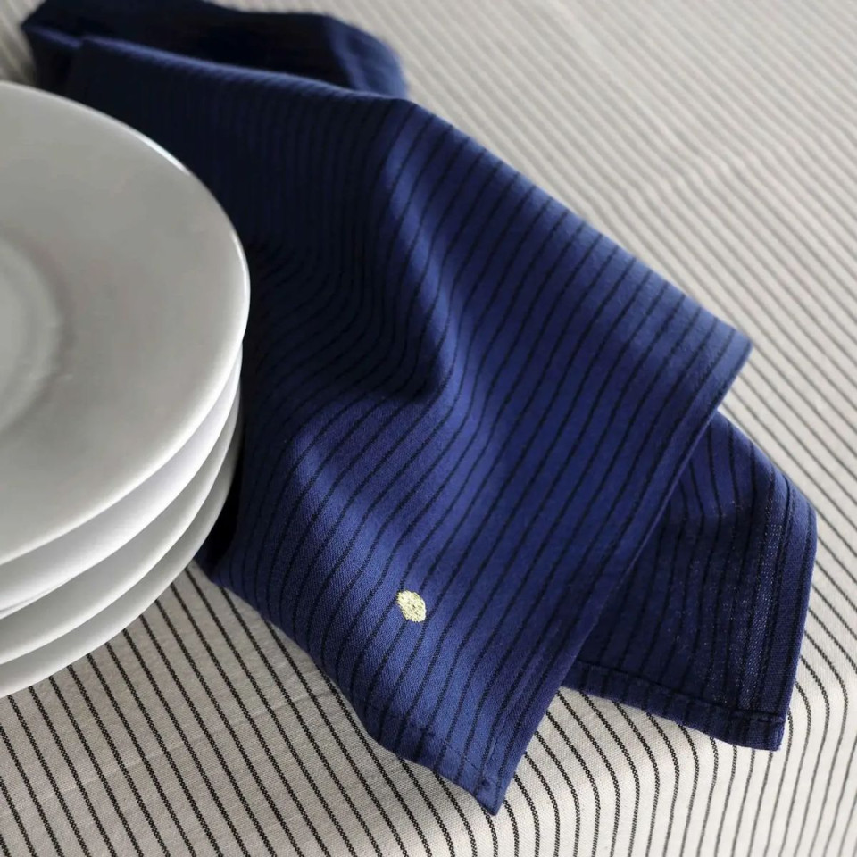 Lot de 2 serviettes de table en Coton Bio Rayées ou à Carreaux