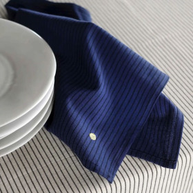 Lot de 2 serviettes de table en Coton Bio Rayées ou à Carreaux