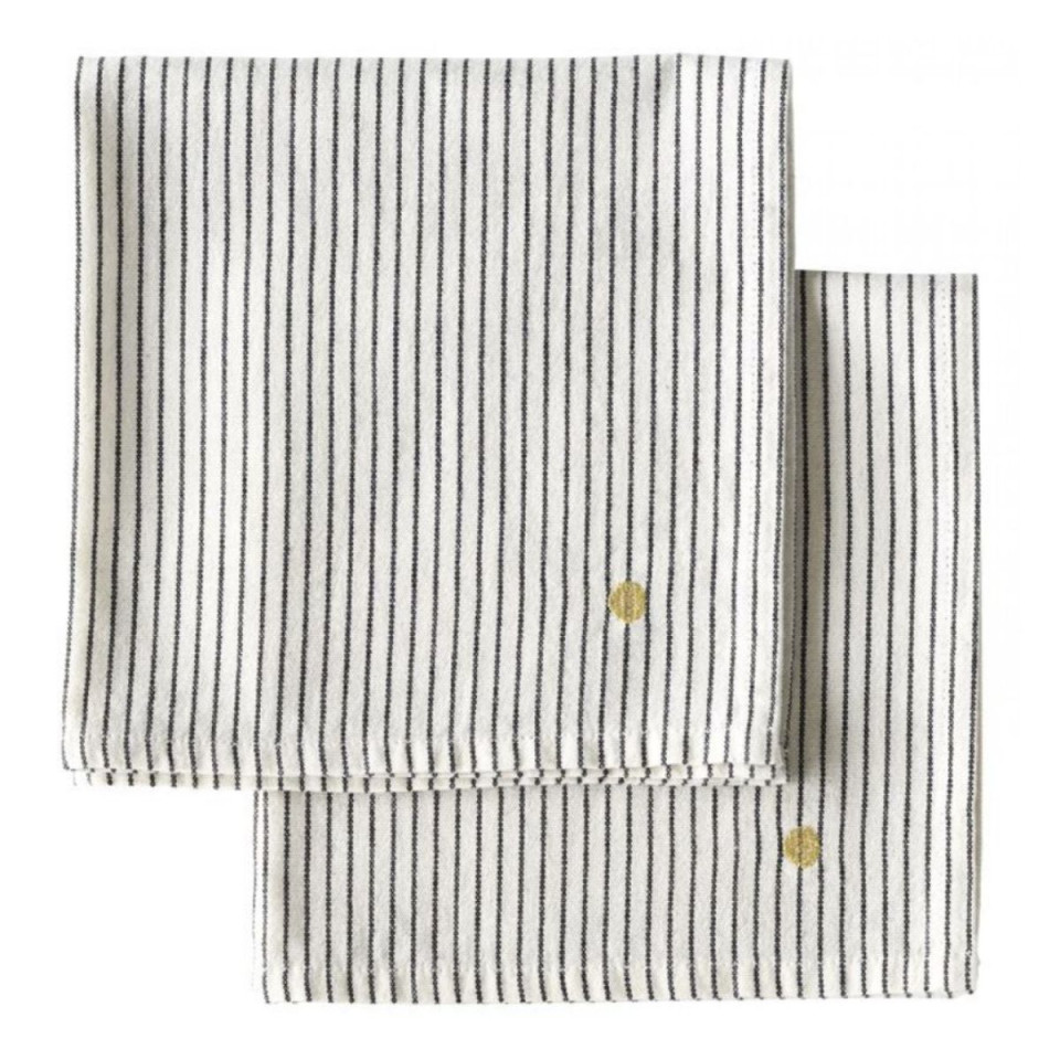 Lot de 2 serviettes de table en Coton Bio Rayées ou à Carreaux