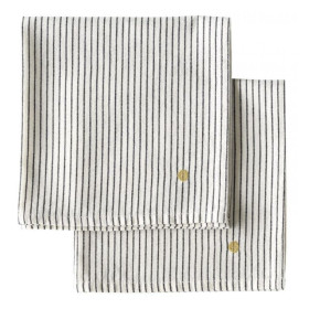 Lot de 2 serviettes de table en Coton Bio Rayées ou à Carreaux