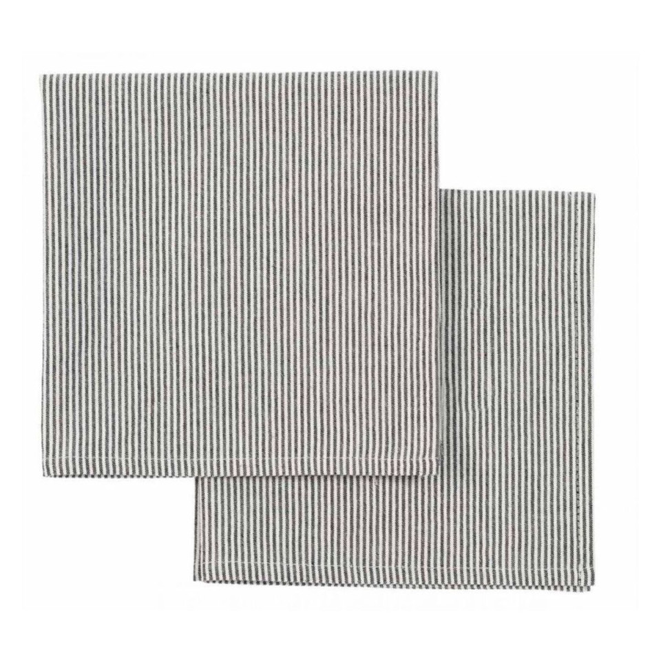 Lot de 2 serviettes de table en Coton Bio Rayées ou à Carreaux
