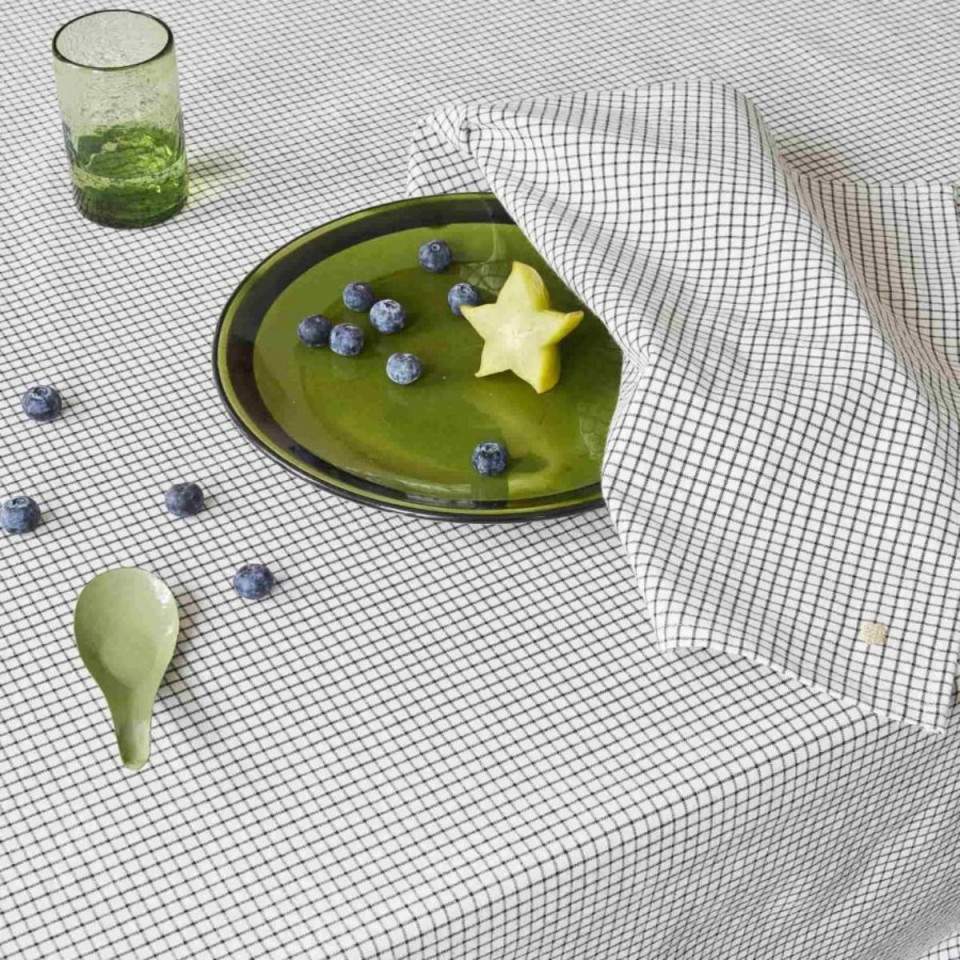 Lot de 2 serviettes de table en Coton Bio Rayées ou à Carreaux