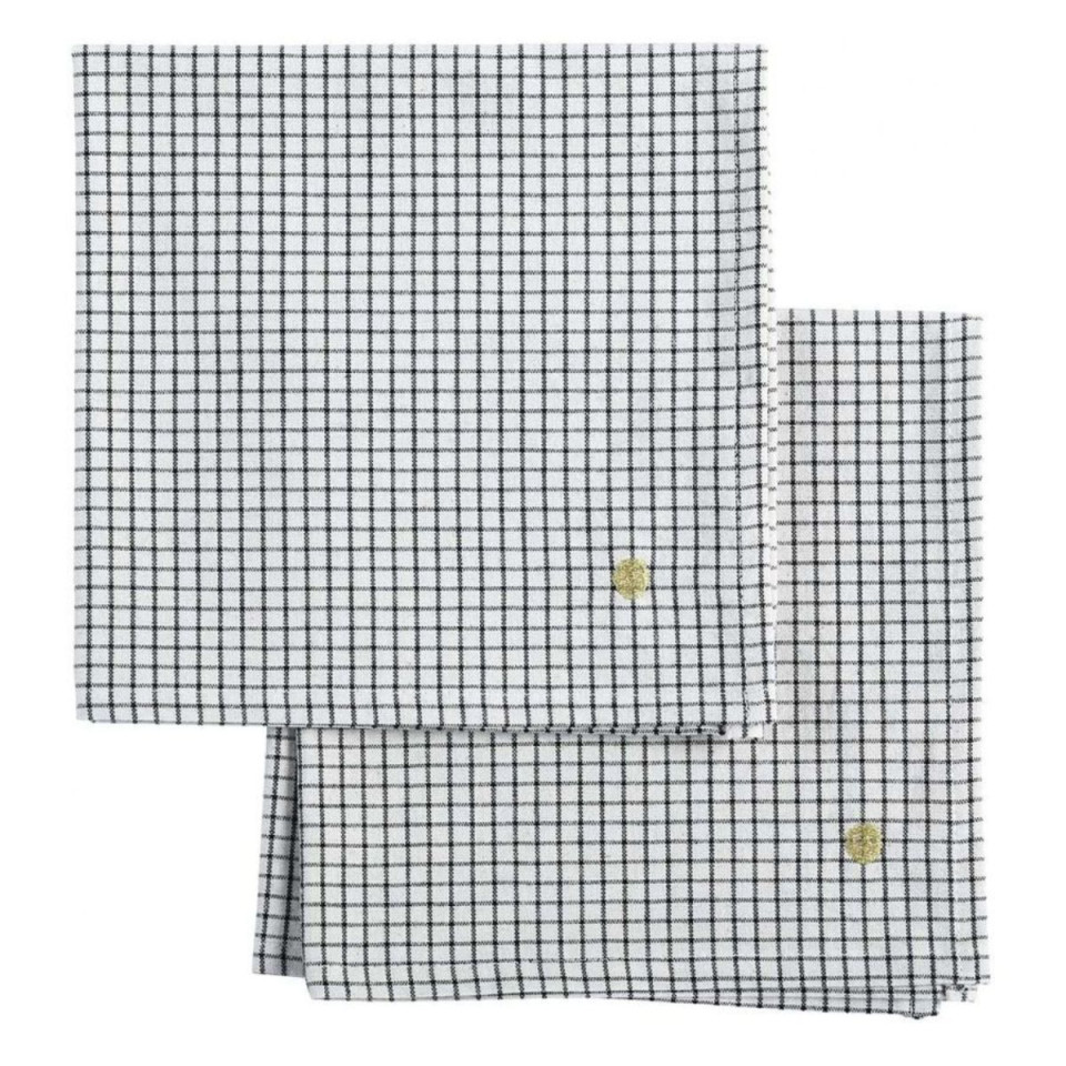 Lot de 2 serviettes de table en Coton Bio Rayées ou à Carreaux