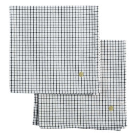 Lot de 2 serviettes de table en Coton Bio Rayées ou à Carreaux