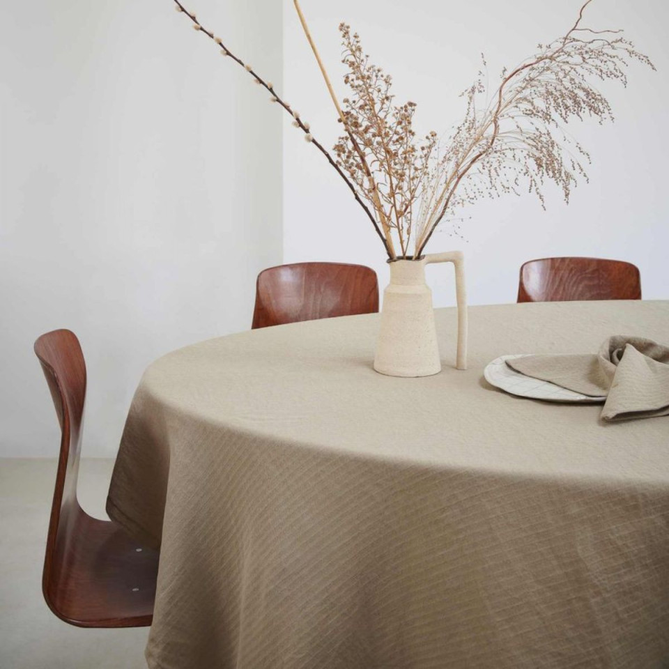 Nappe Unie en Lin Tissage Chevron MARCEL