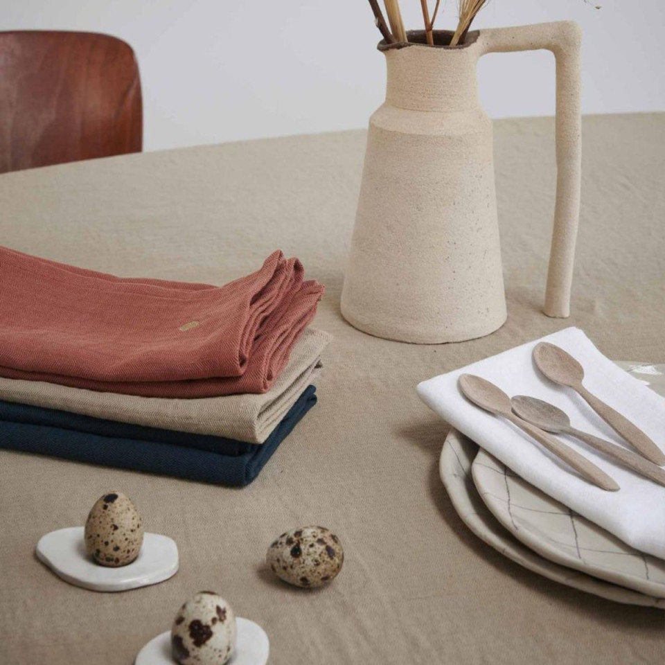 Nappe Unie en Lin Tissage Chevron MARCEL