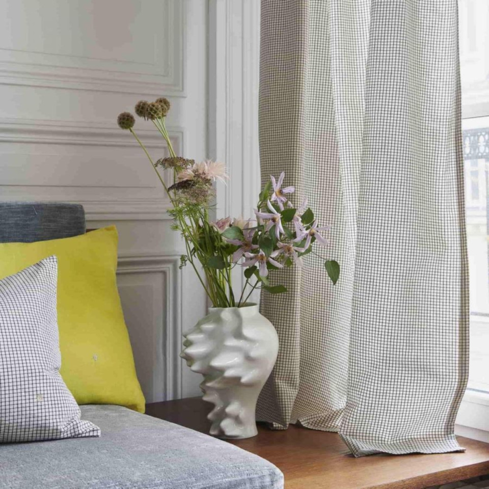 Rideau Double en Coton Bio Accroche Fourreau ou Pince