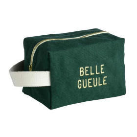 Trousse de Toilette Cube en Coton Bio Brodé Message  