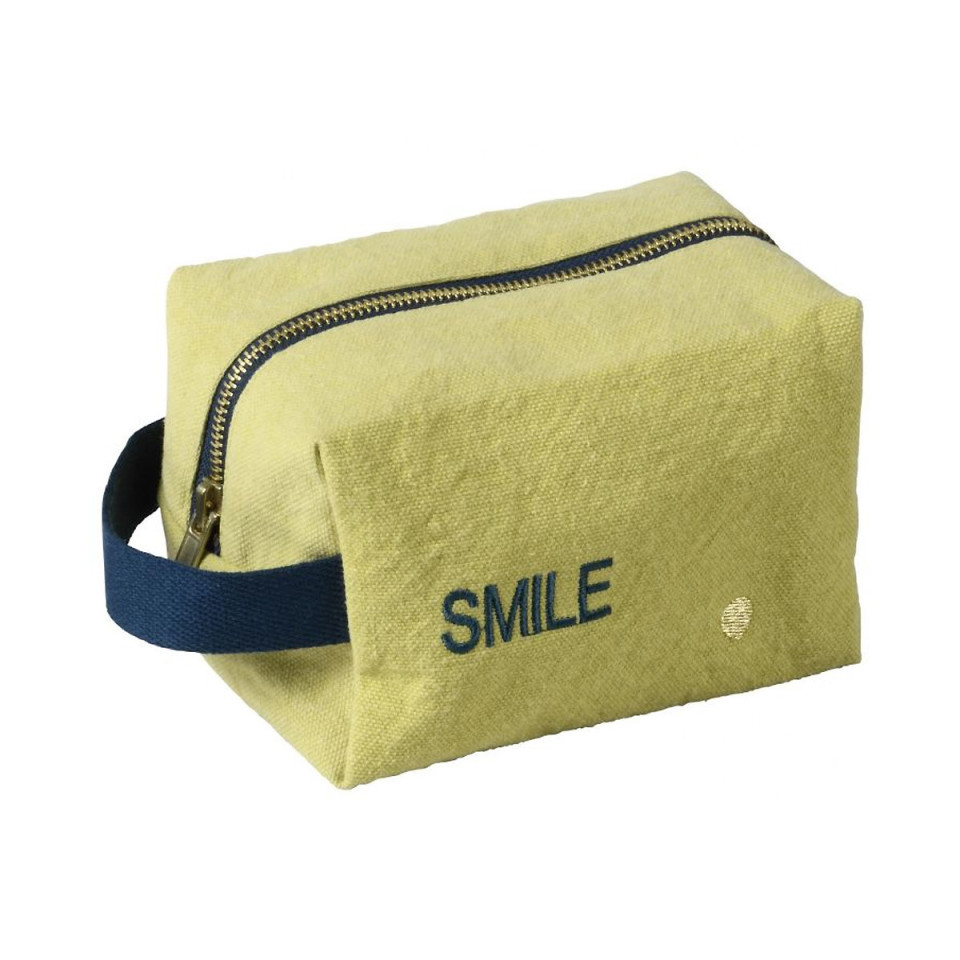 Trousse de Toilette Cube en Coton Bio Brodé Message  