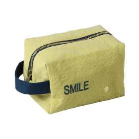 Trousse de Toilette Cube en Coton Bio Brodé Message  