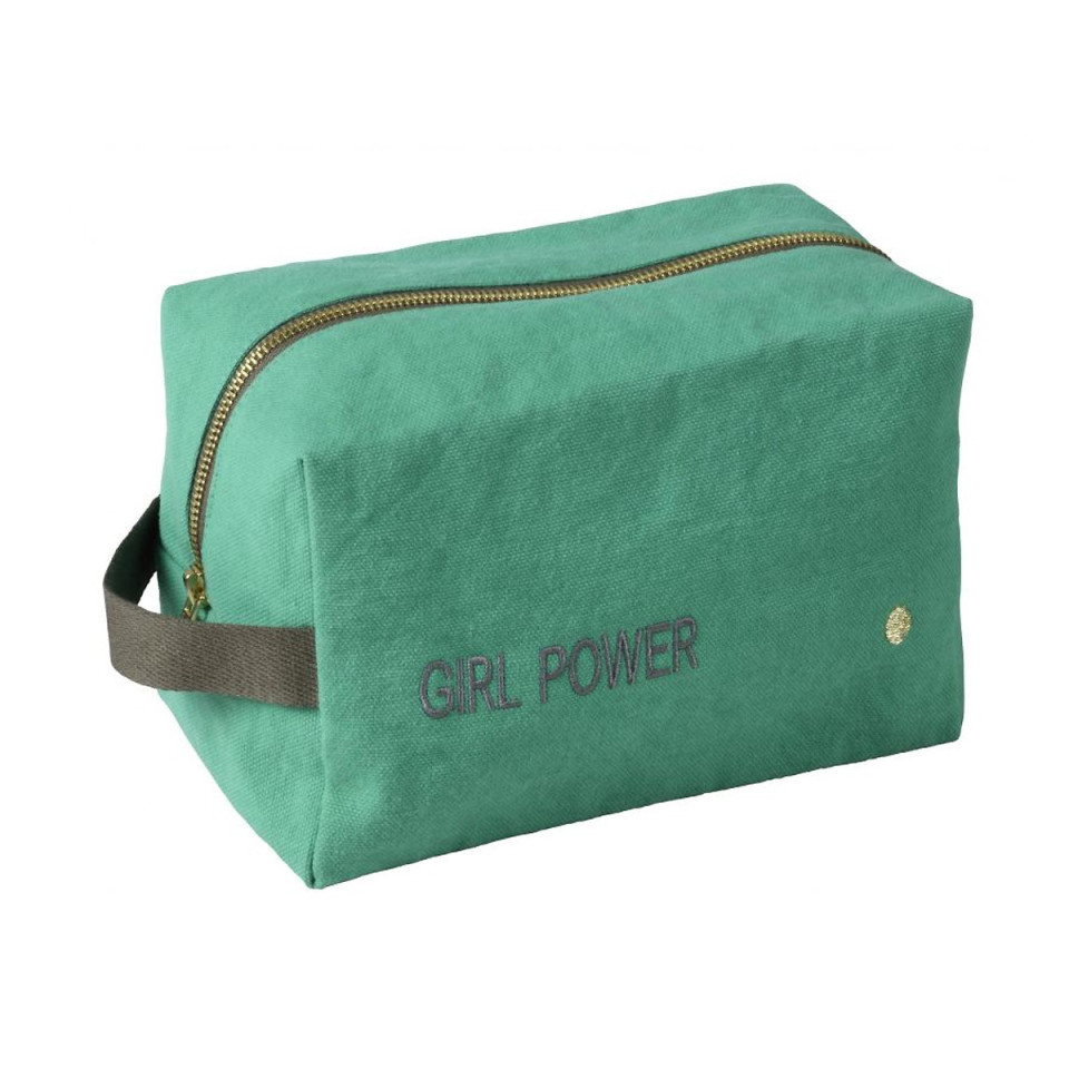 Trousse de Toilette Cube en Coton Bio Brodé Message  