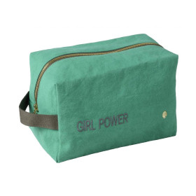 Trousse de Toilette Cube en Coton Bio Brodé Message  