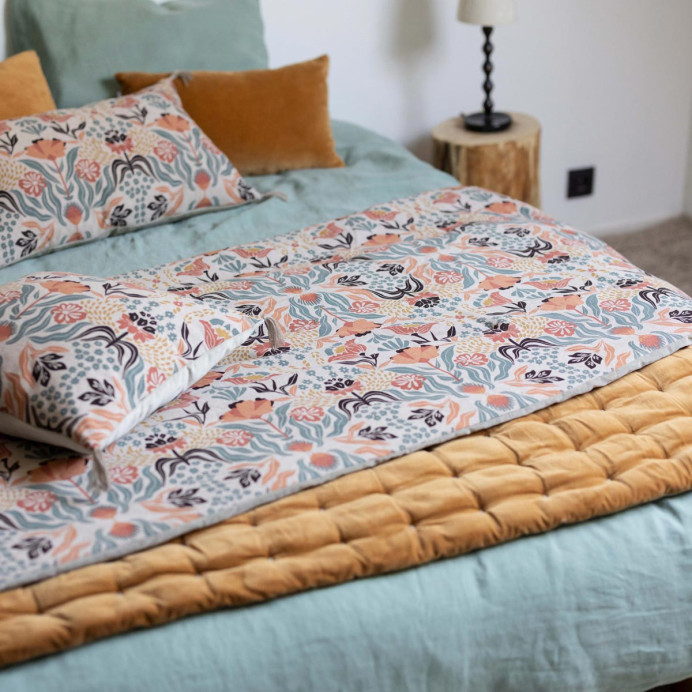 Edredon Velours et Coton Chambray Imprimé YOURI