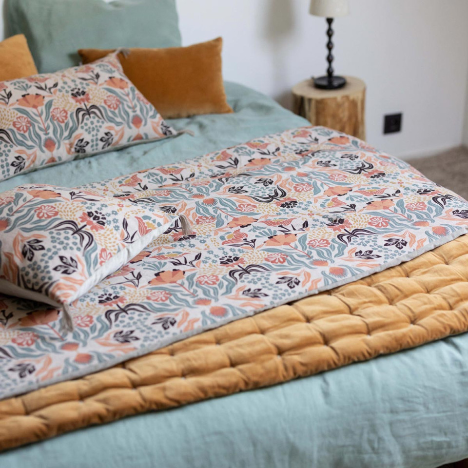 Edredon Velours et Coton Chambray Imprimé YOURI  