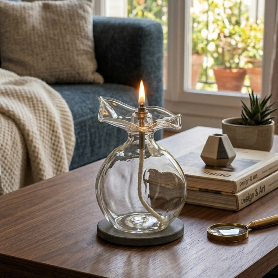 Lampe à Huile Sphere COLCHIC en Verre Transparent