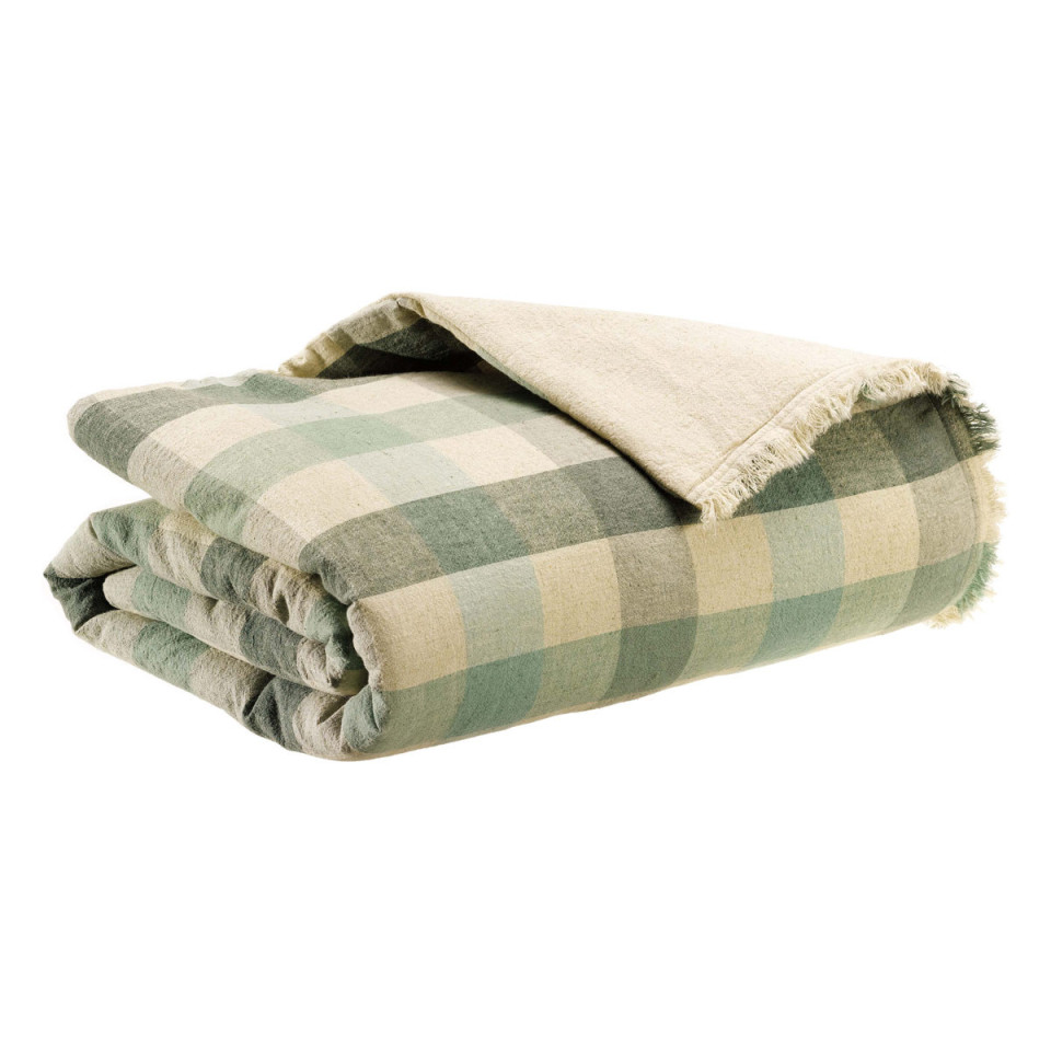 Plaid Lin Recyclé et Coton Imprimé KATE  