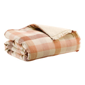 Plaid Lin Recyclé et Coton Imprimé KATE  