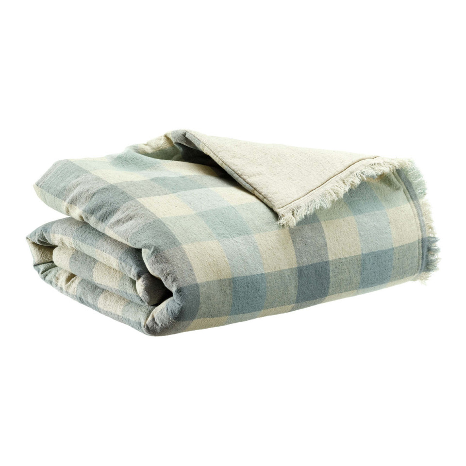 Plaid Lin Recyclé et Coton Imprimé KATE  