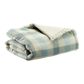 Plaid Lin Recyclé et Coton Imprimé KATE  