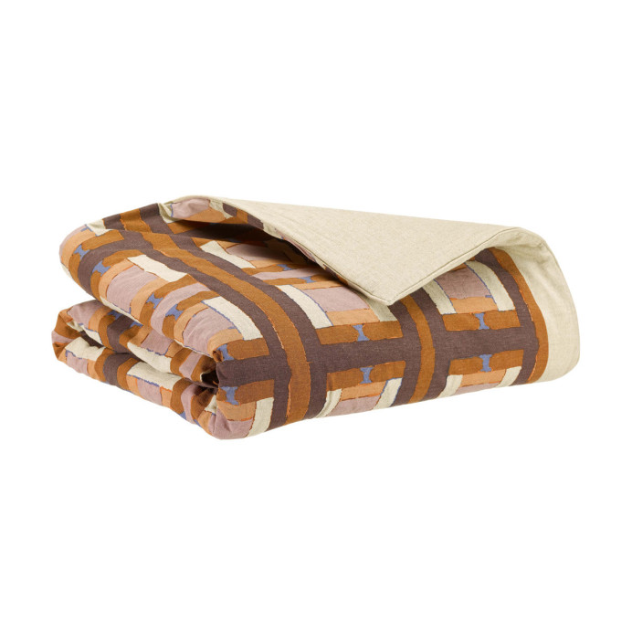 Plaid Lin Recyclé et Coton Imprimé TAHO