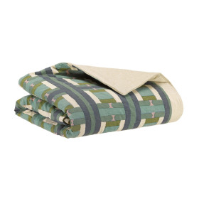 Plaid Lin Recyclé et Coton Imprimé TAHO  