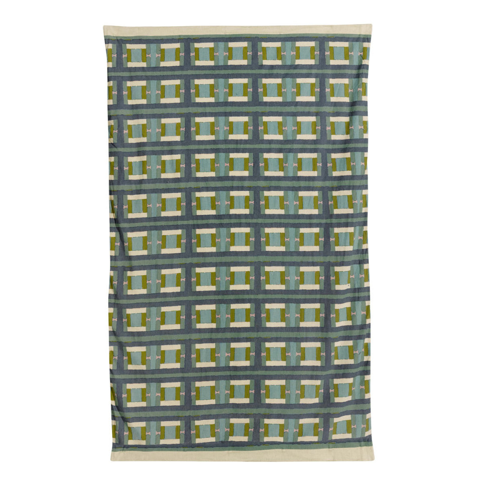 Plaid Lin Recyclé et Coton Imprimé TAHO  