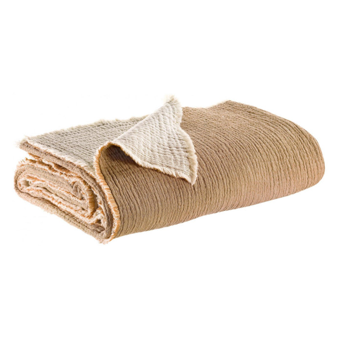 Jeté de Lit en Coton Recyclé EMILIO - Vivaraise | Impression lin