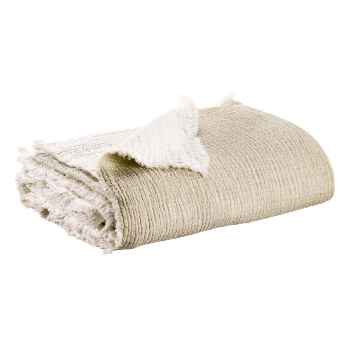 Jeté de Lit en Coton Recyclé EMILIO - Vivaraise | Impression lin