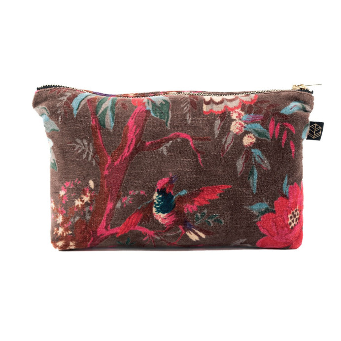 Trousse en Velours Imprimé BIRDY - Haomy | Impression lin