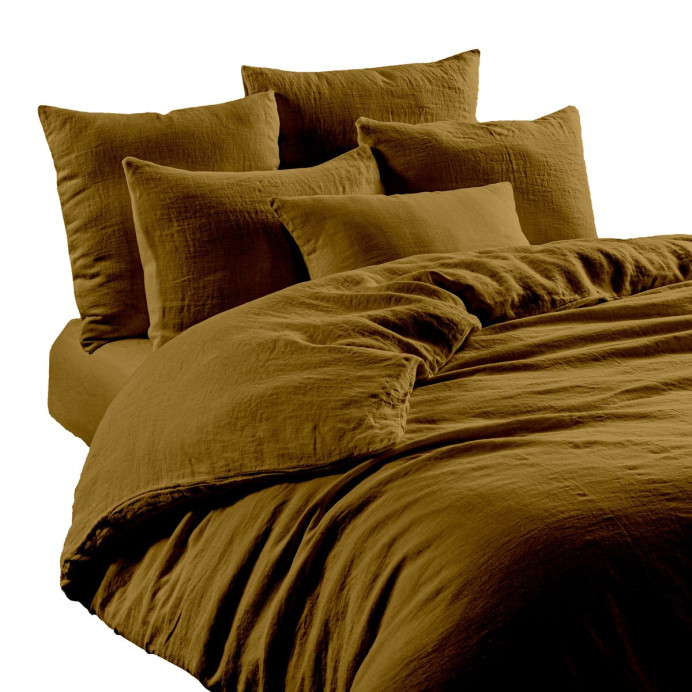 Drap Housse en Lin Lavé LERIA - Haomy | Impression lin