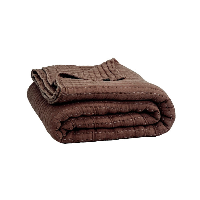 Couvre Lit et Plaid Coton Gaufré TIVOLI - Haomy | Impression lin