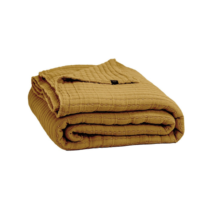 Couvre Lit et Plaid Coton Gaufré TIVOLI - Haomy | Impression lin