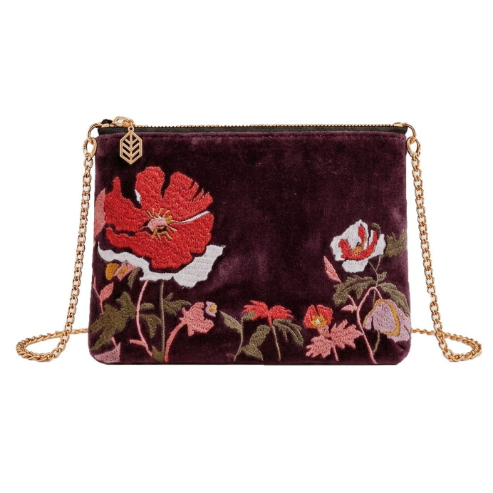 Trousse en Velours Brodé BRISTOL - Haomy | Impression lin