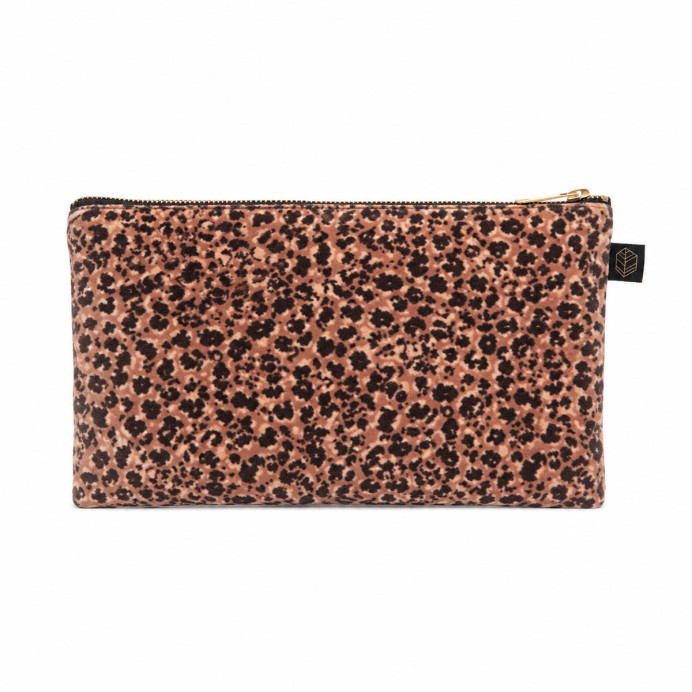 Trousse en Velours Imprimé Léopard GAIRO - Haomy | Impression lin