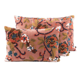Housse de Coussin en Velours de Coton Brodé KENDAL  
