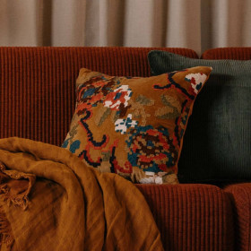 Housse de Coussin en Velours de Coton Brodé KENDAL  