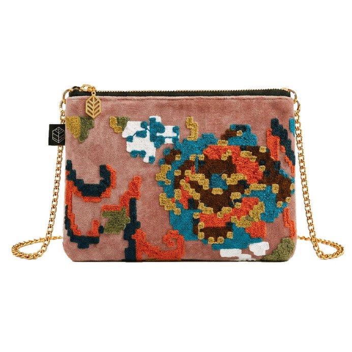 Trousse en Velours Brodé KENDALL - Haomy | Impression lin