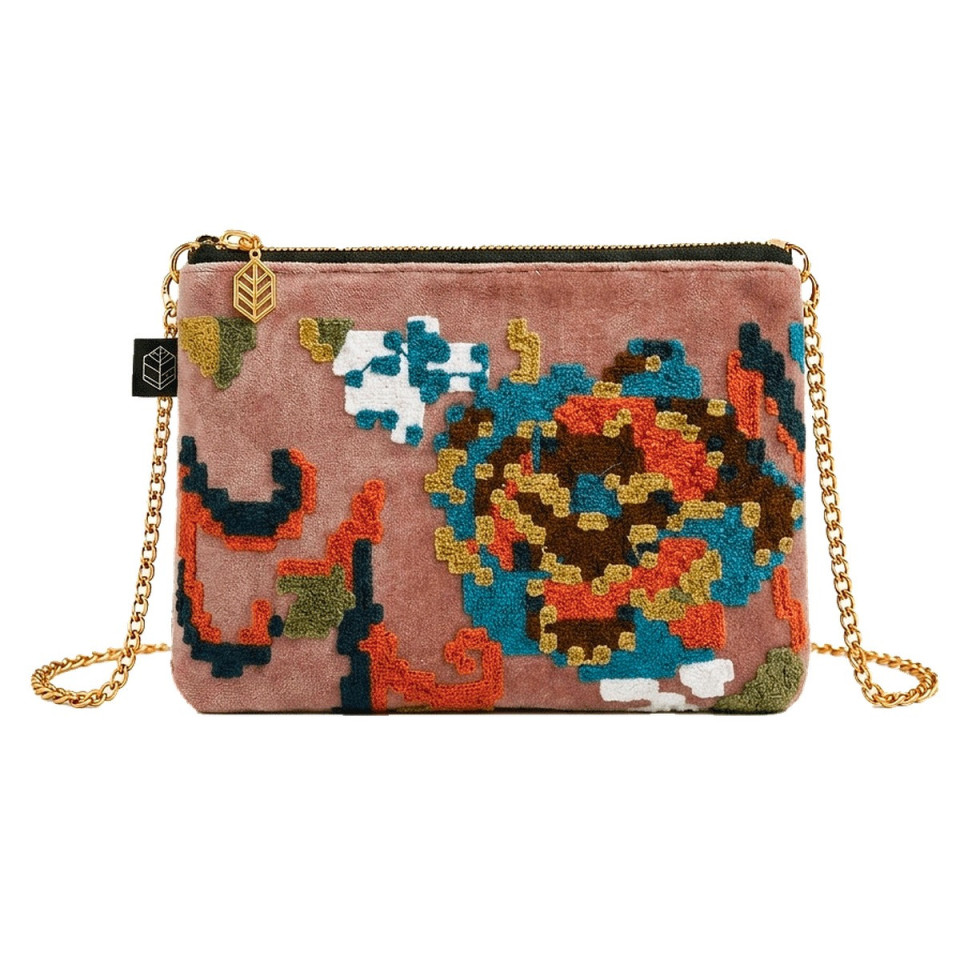 Trousse en Velours de Coton Brodé KENDAL  