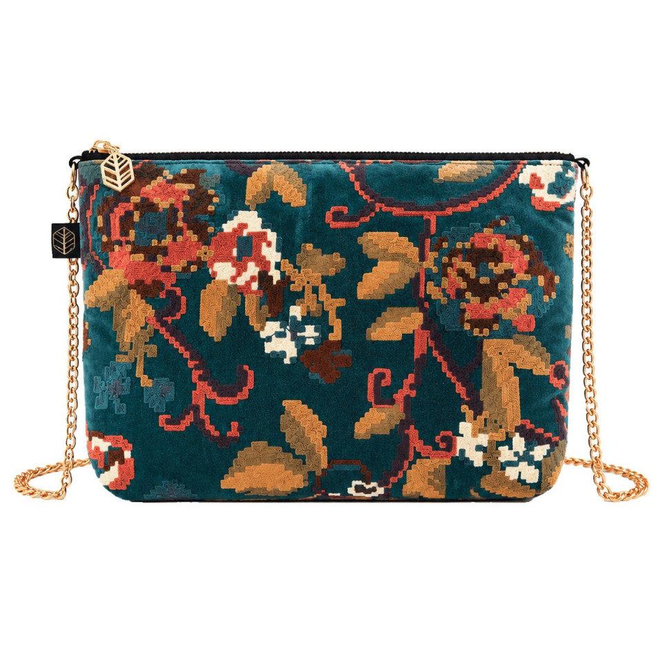 Trousse en Velours de Coton Brodé KENDAL  