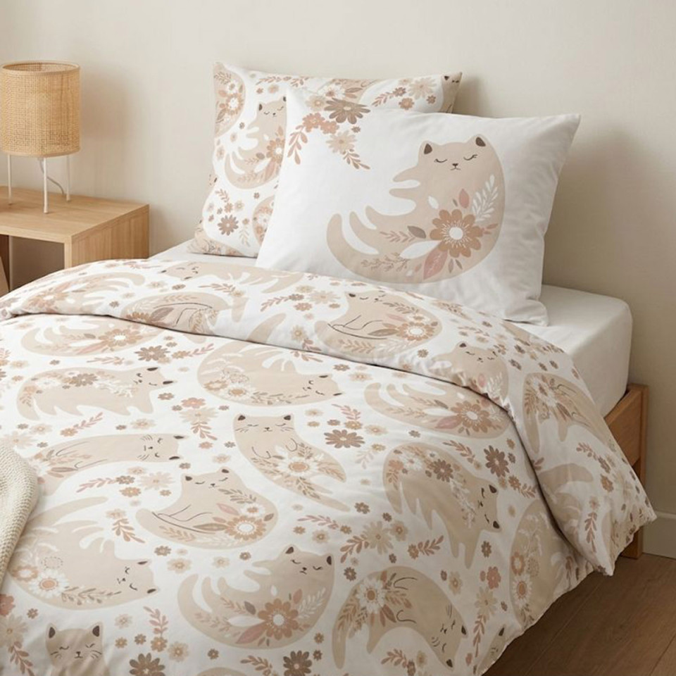 Taie d'oreiller percale Ronron